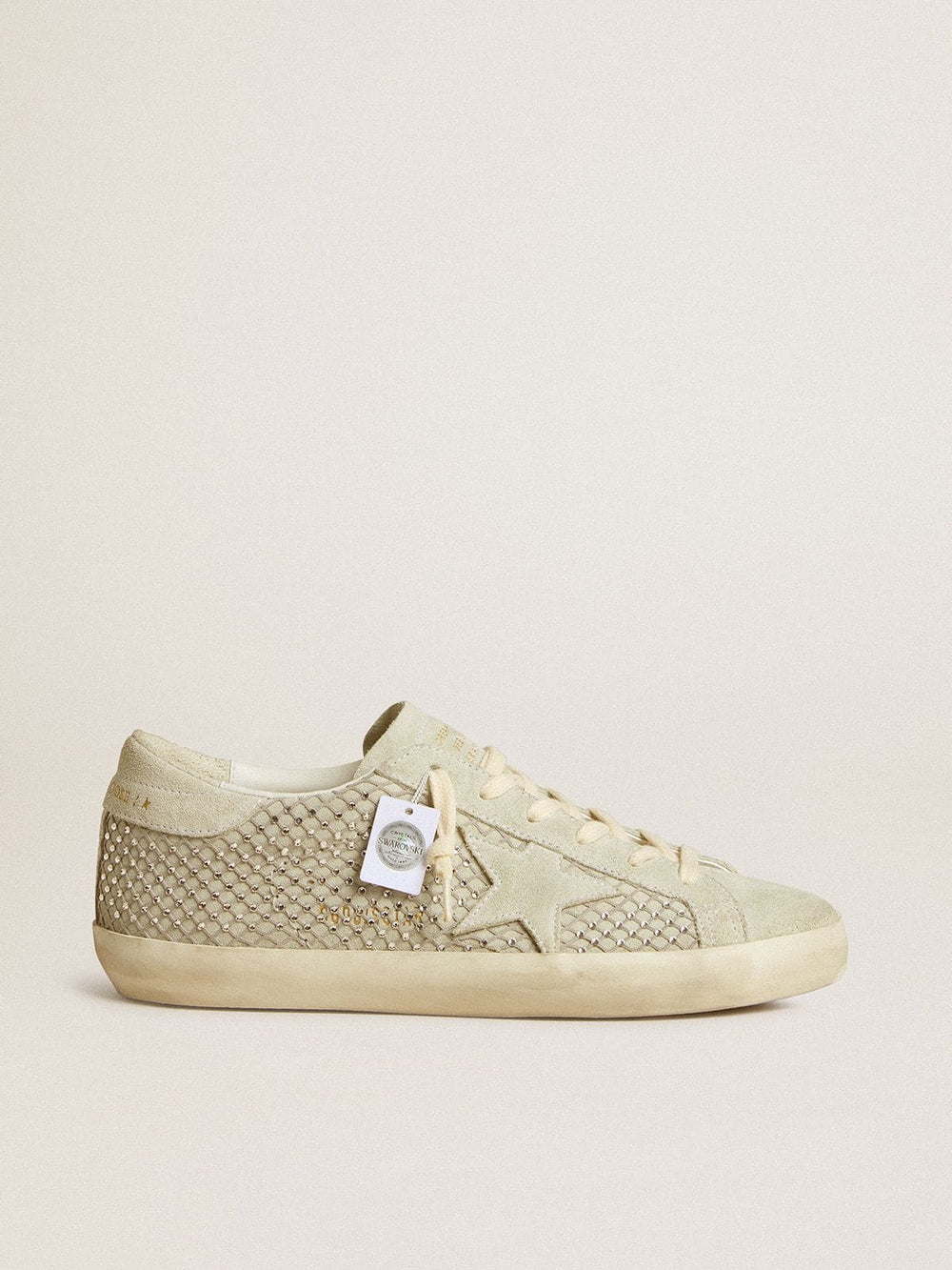 Golden Goose Women’s Super-Star with gray suede star and Swarovski crystal mesh