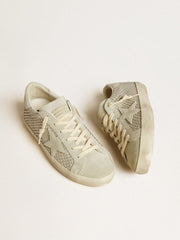 Golden Goose Women’s Super-Star with gray suede star and Swarovski crystal mesh
