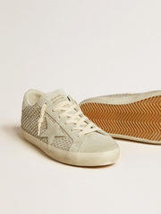 Golden Goose Women’s Super-Star with gray suede star and Swarovski crystal mesh