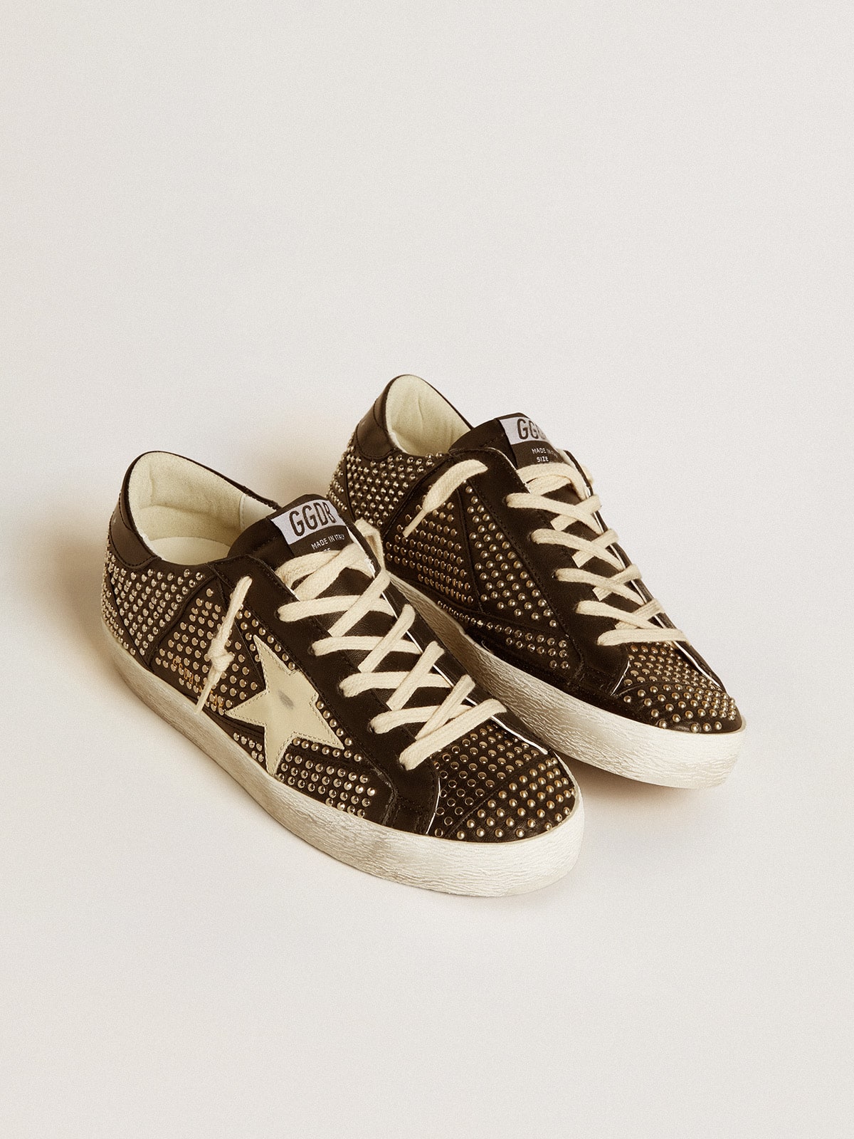 Golden Goose Women’s Super-Star in studded black nappa with white leather star