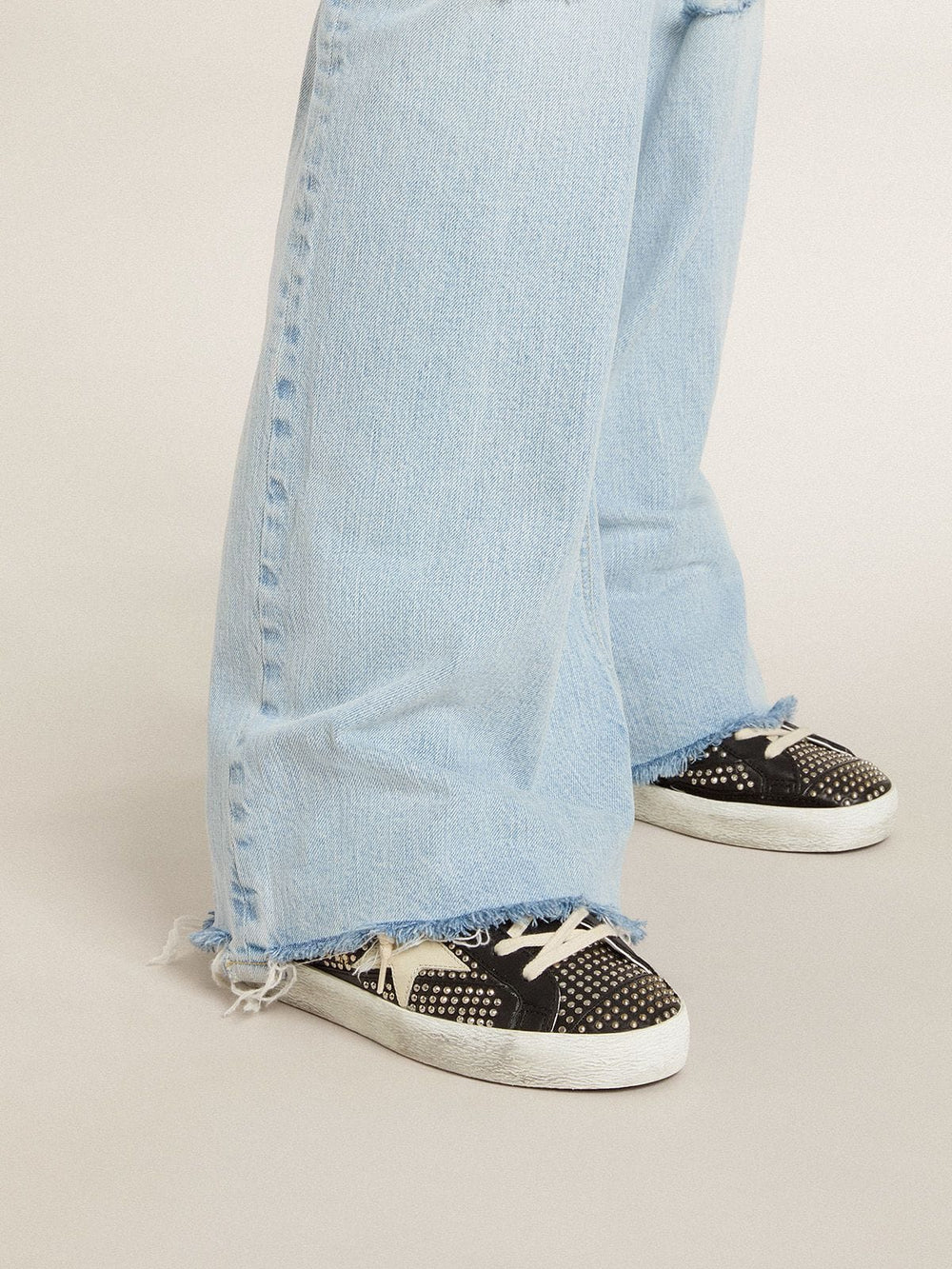 Golden Goose Women’s Super-Star in studded black nappa with white leather star