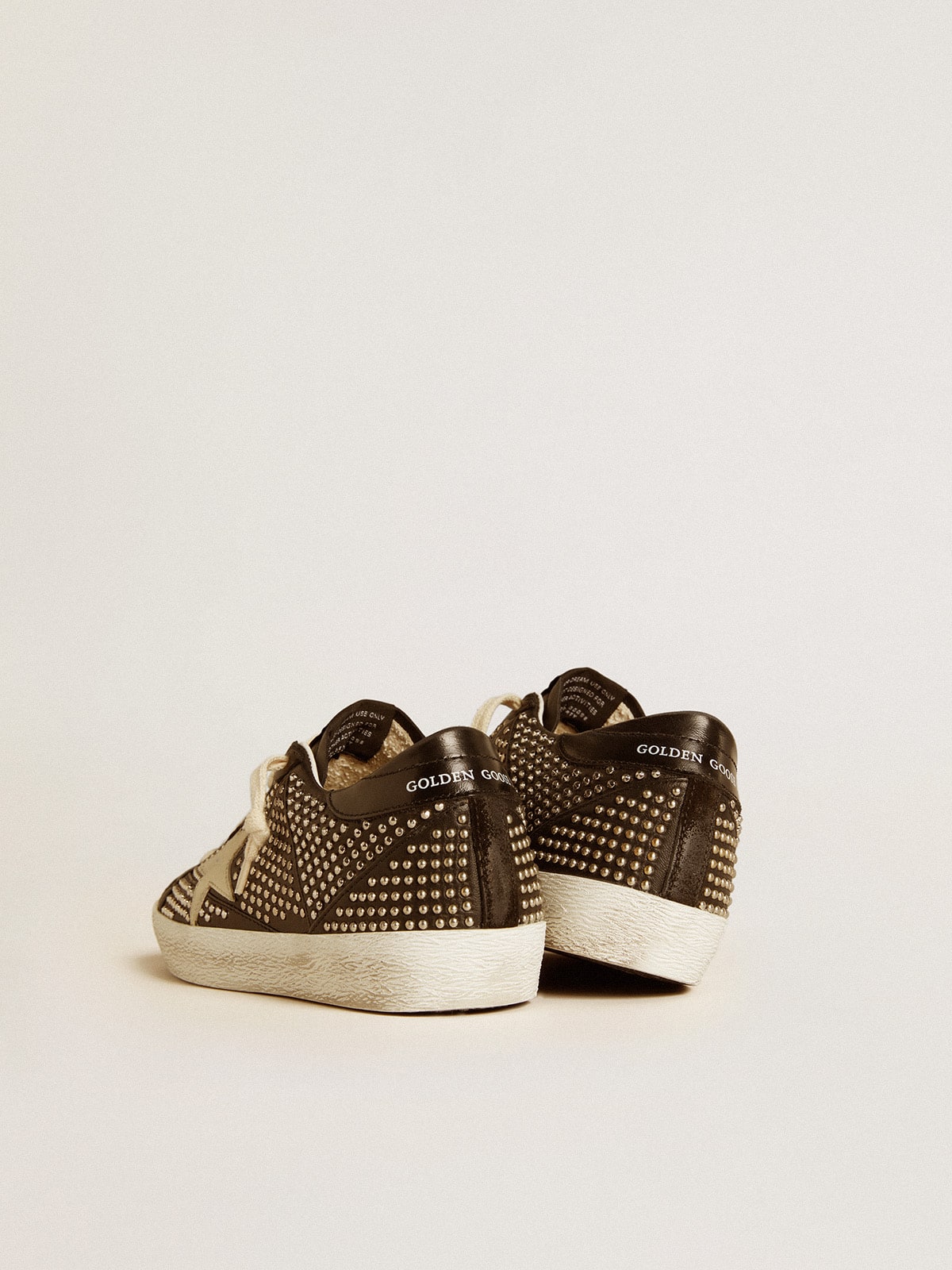 Golden Goose Women’s Super-Star in studded black nappa with white leather star