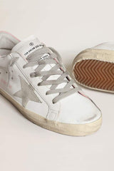 Golden Goose Women's Super-Star with gray suede star and pink leather heel tab