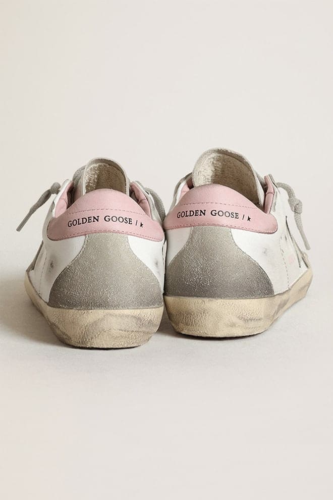 Golden Goose Women's Super-Star with gray suede star and pink leather heel tab