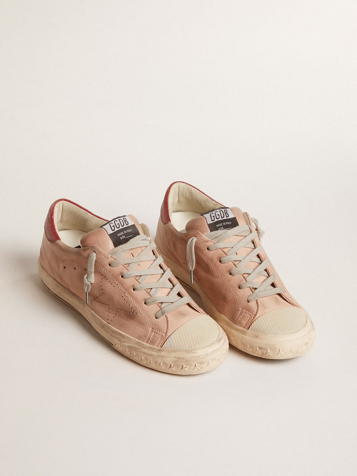 Golden Goose Super-Star LTD in pink nubuck with perforated star and leather heel tab