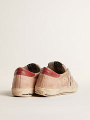Golden Goose Super-Star LTD in pink nubuck with perforated star and leather heel tab
