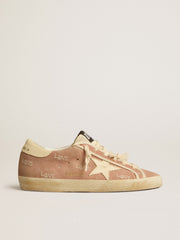 Golden Goose Women's Super-Star in powder-pink suede with cream leather star