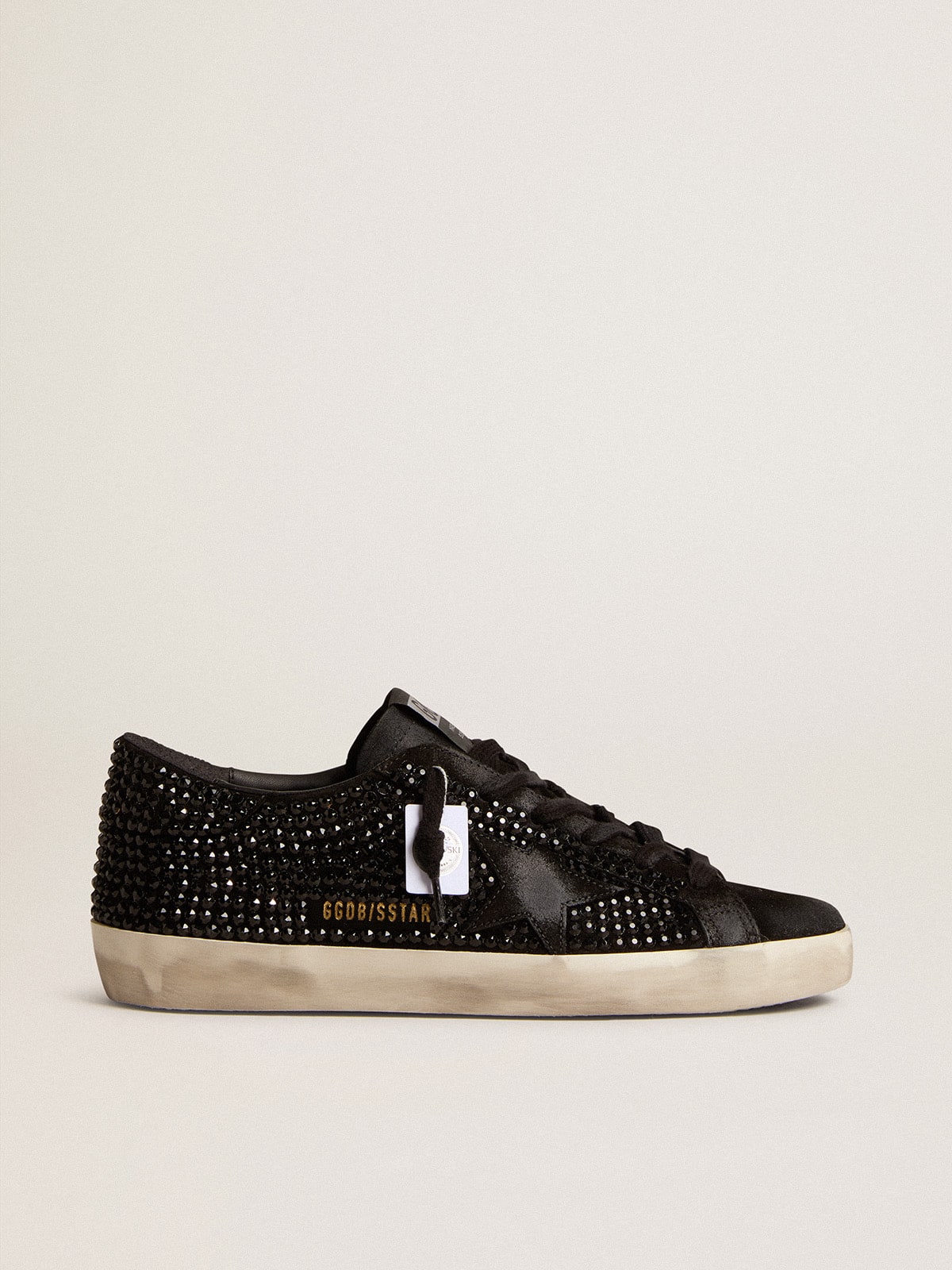 Golden Goose Super-Star in black suede with Swarovski crystals and black suede star