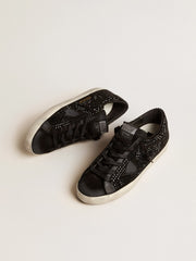 Golden Goose Super-Star in black suede with Swarovski crystals and black suede star