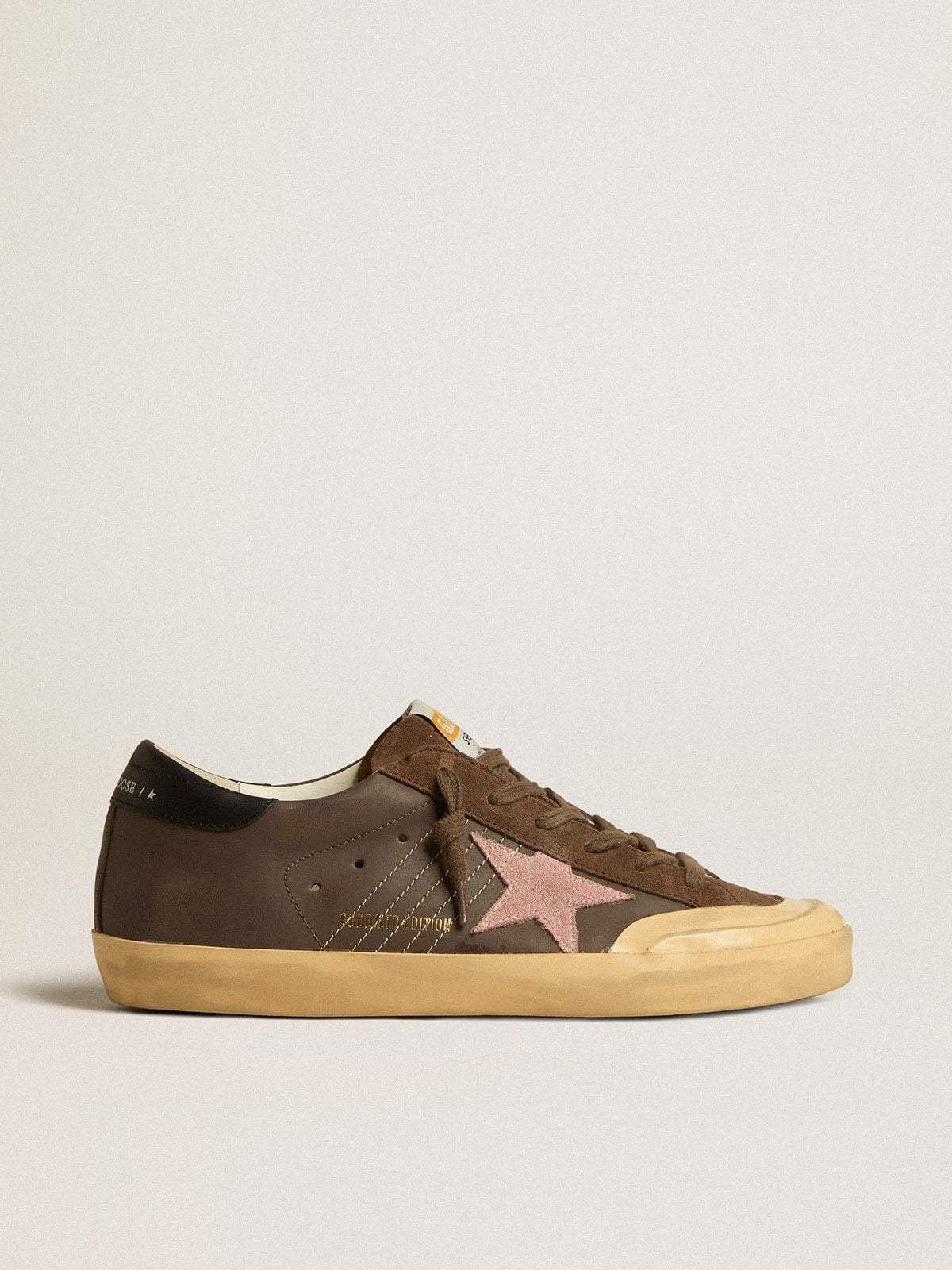Golden Goose Women's Super-Star Penstar LTD in brown leather with pink suede star