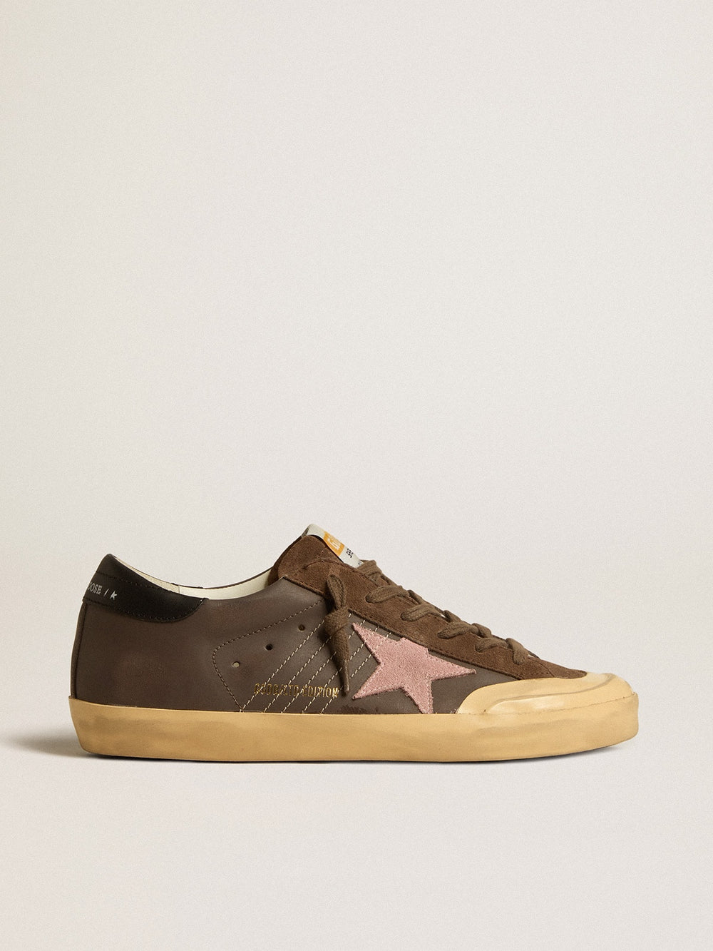 Golden Goose Women's Super-Star Penstar LTD in brown leather with pink suede star