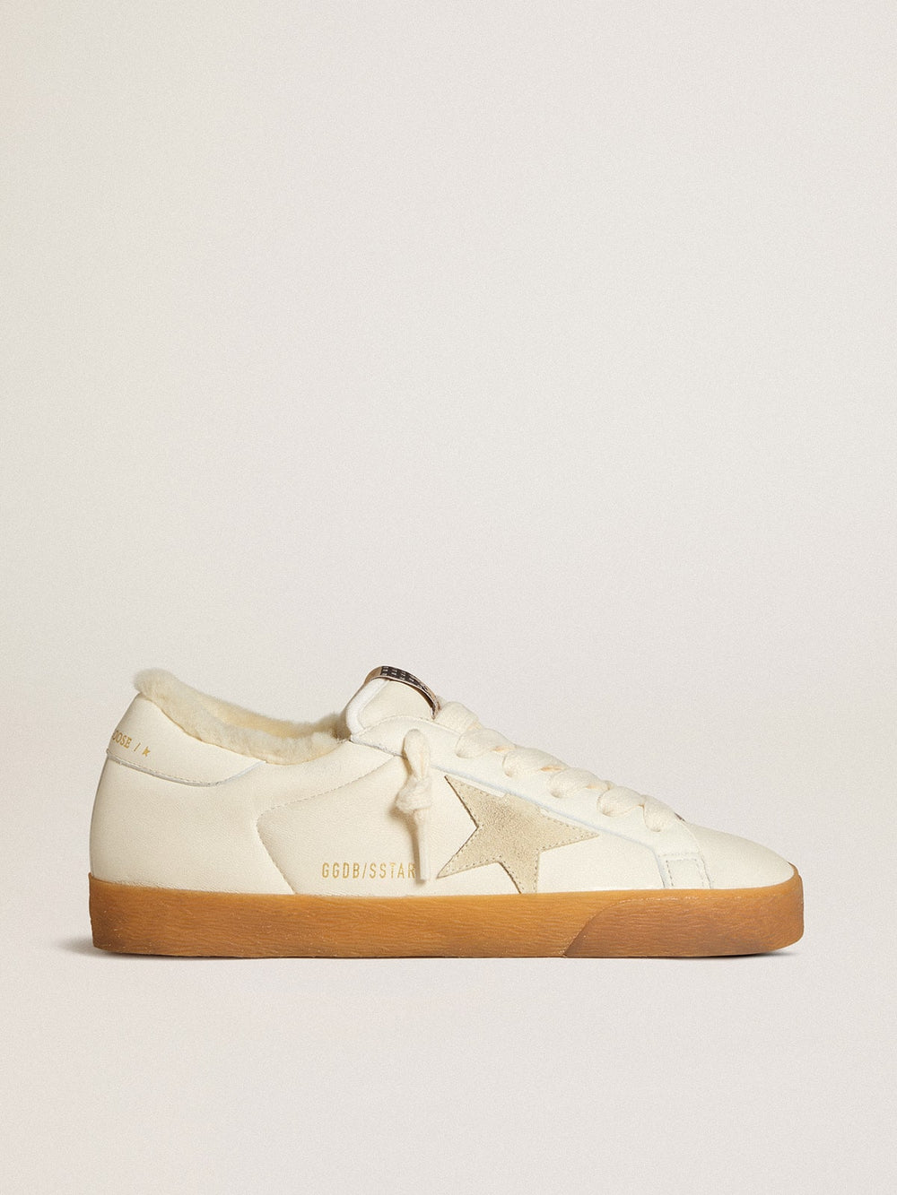 Golden Goose Super-Star in white nappa with suede star and shearling lining