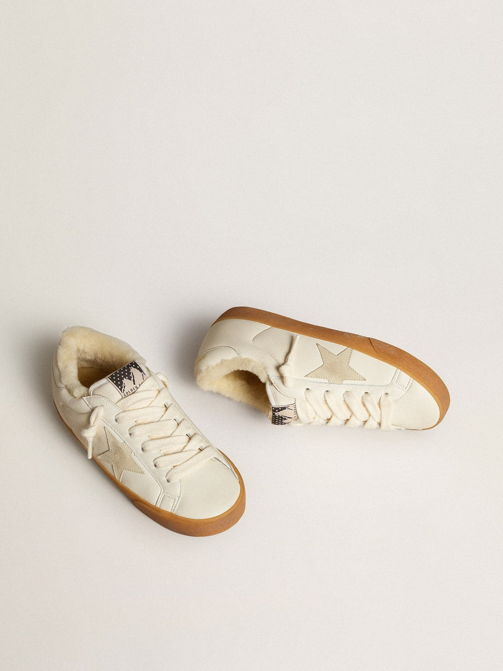 Golden Goose Super-Star in white nappa with suede star and shearling lining