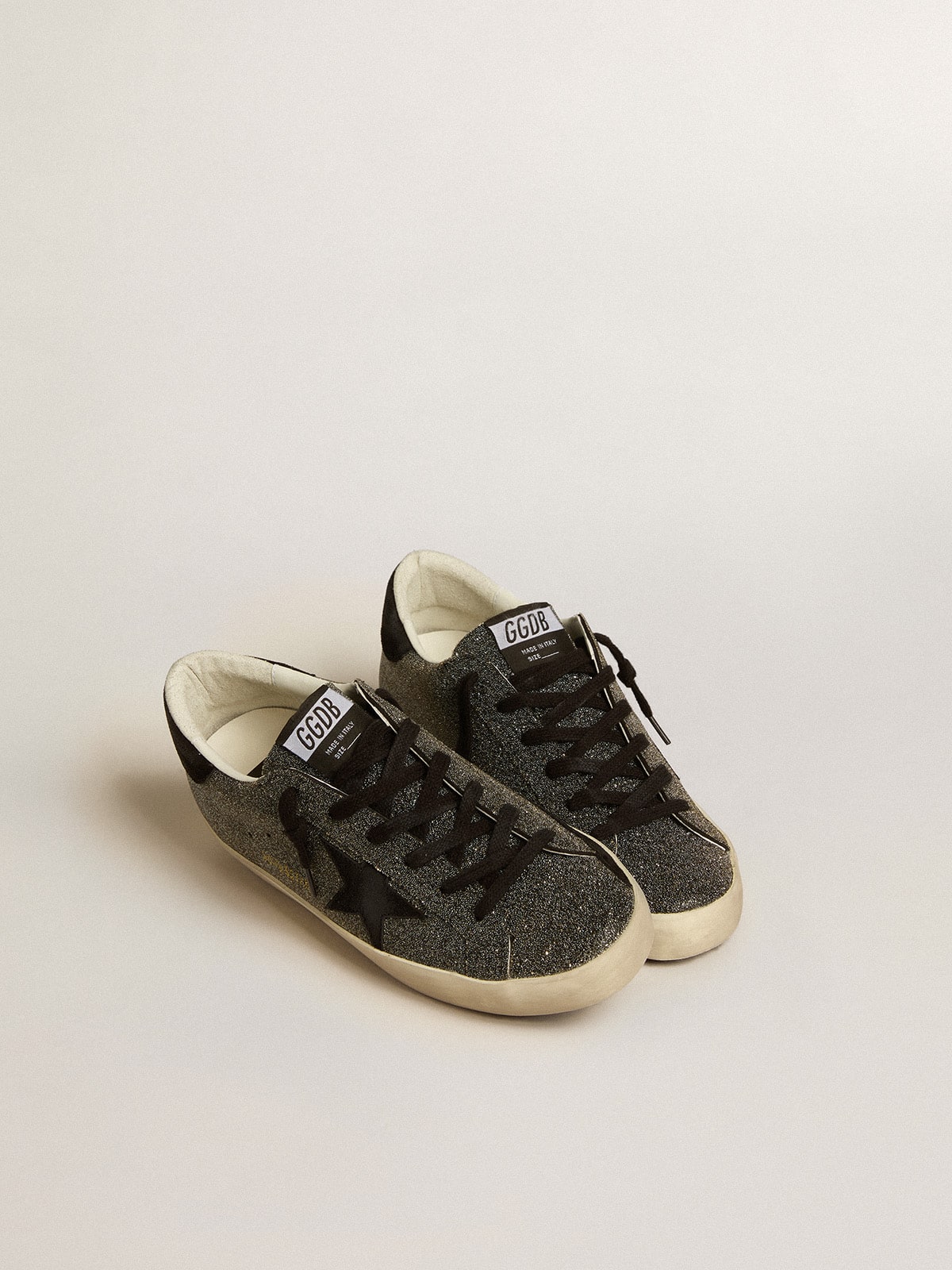 Golden Goose Women’s Super-Star in black Swarovski crystals with black suede star