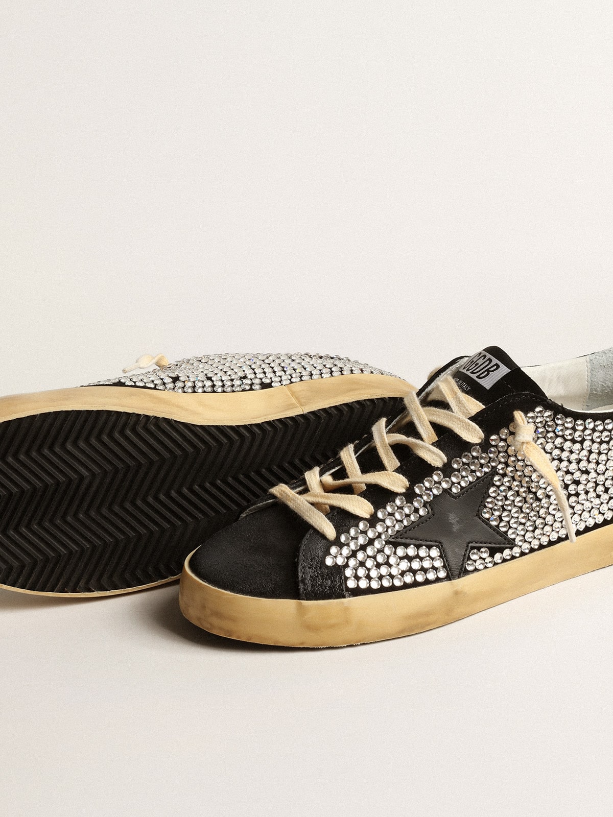 Golden Goose Super-Star LTD with Swarovski crystals and black leather star