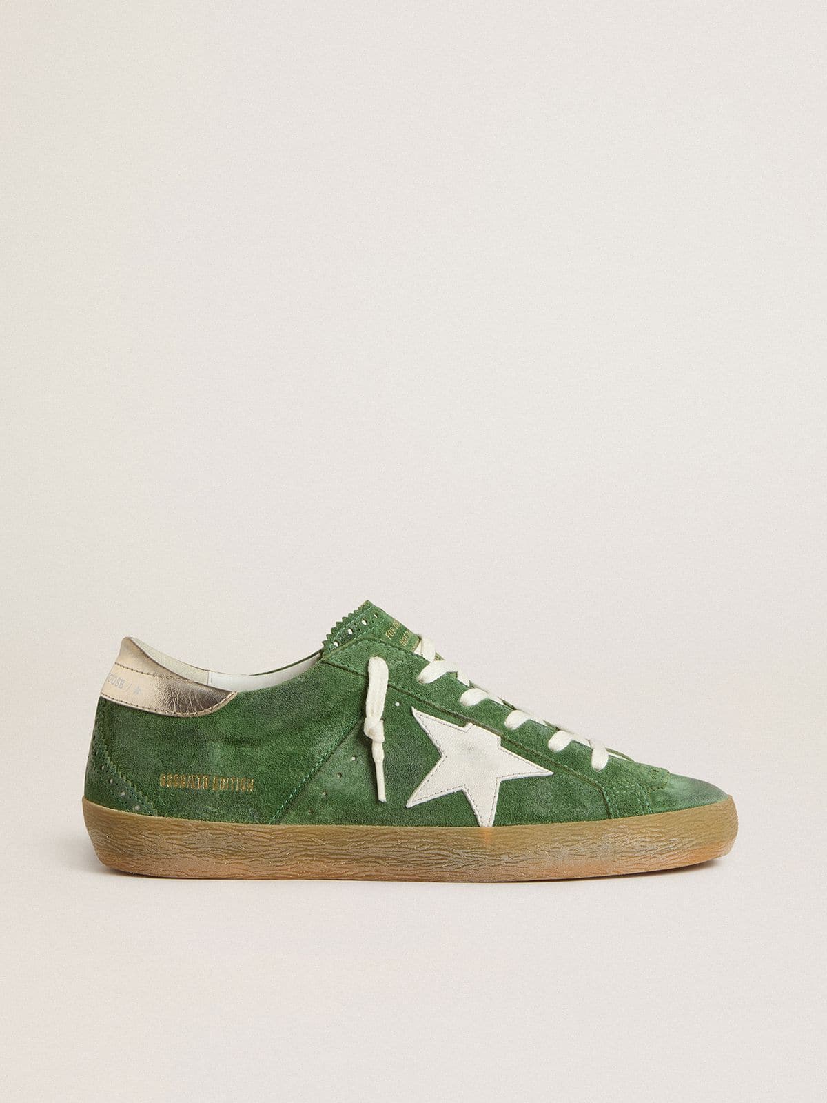 Golden Goose Women's Super-Star in green suede with white star