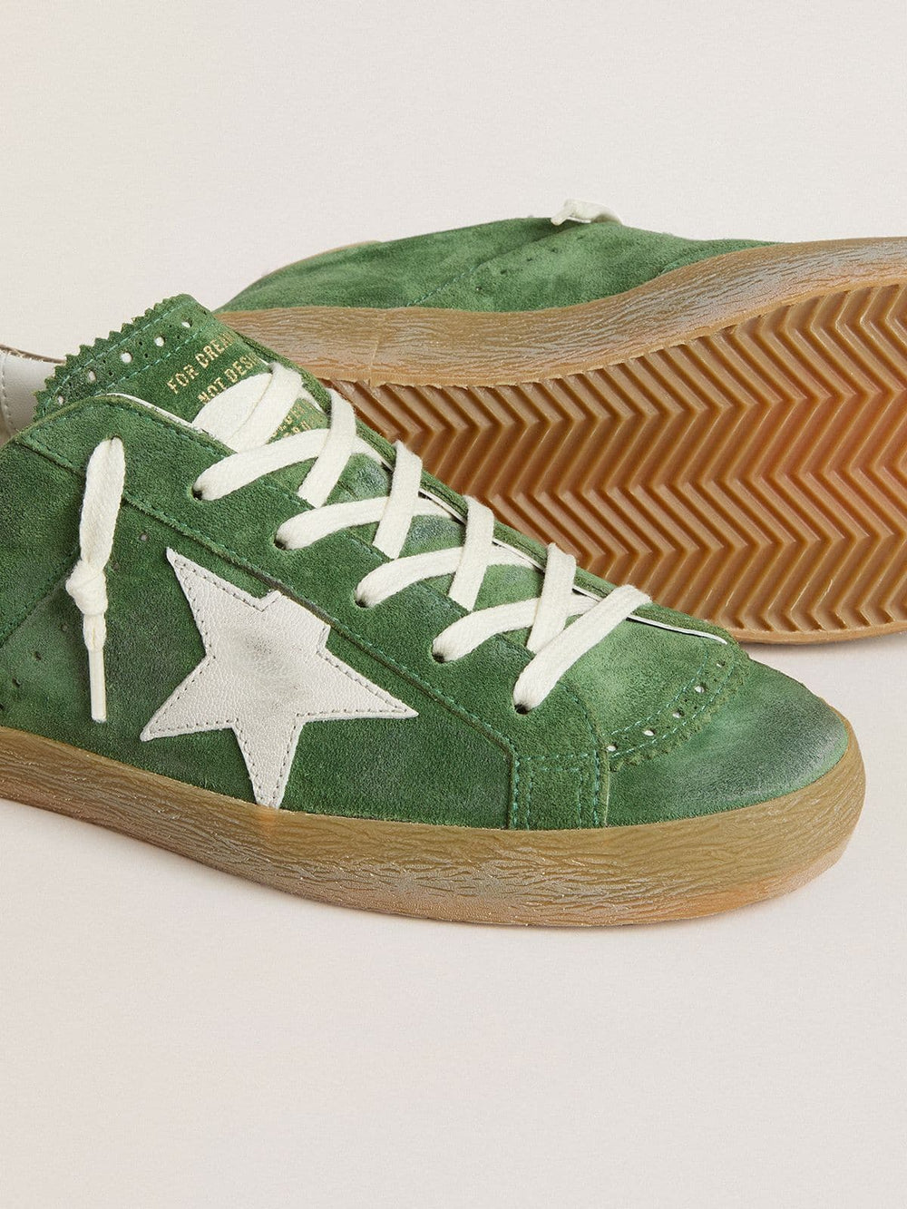 Golden Goose Women's Super-Star in green suede with white star