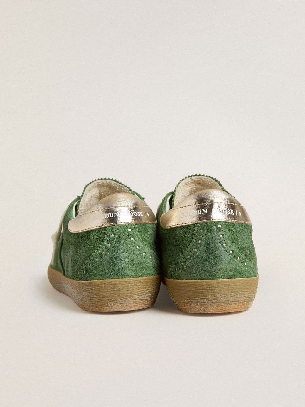 Golden Goose Women's Super-Star in green suede with white star
