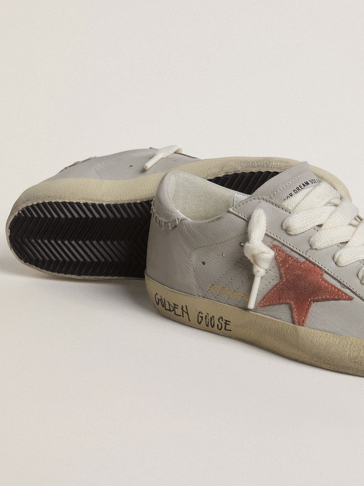 Golden Goose Women's Super-Star LTD in gray leather with brick-red suede star