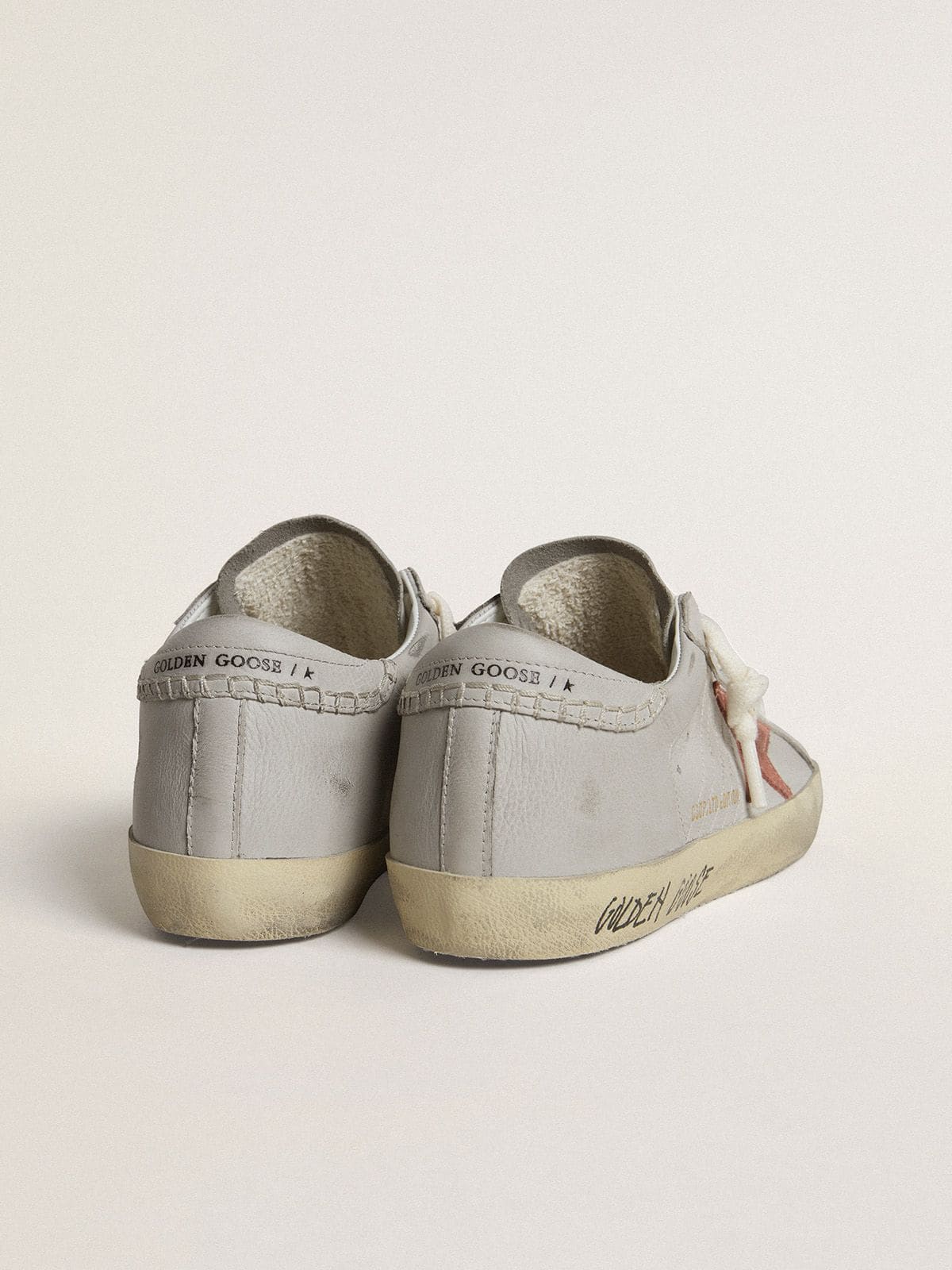 Golden Goose Women's Super-Star LTD in gray leather with brick-red suede star