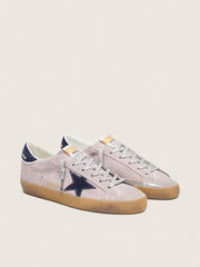 Golden Goose Women’s Super-Star  in lilac suede with midnight blue suede star and heel tab