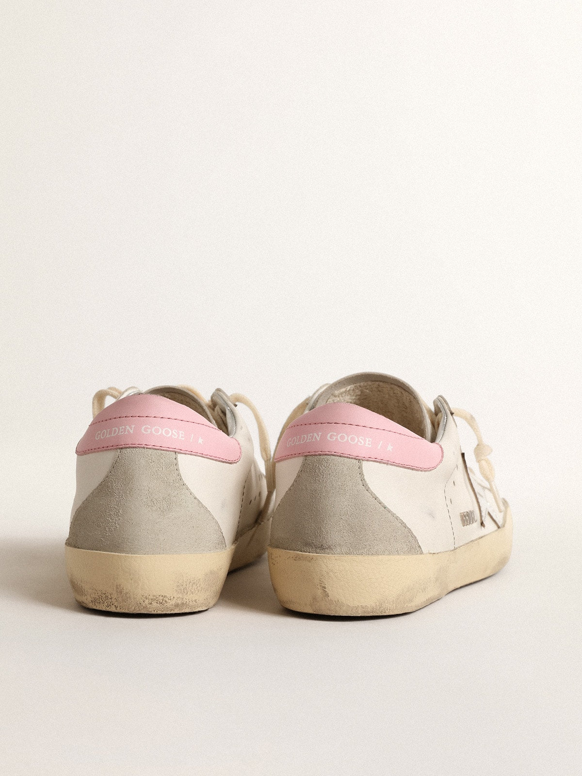 Golden Goose Women's Super-Star with silver leather star and pink heel tab