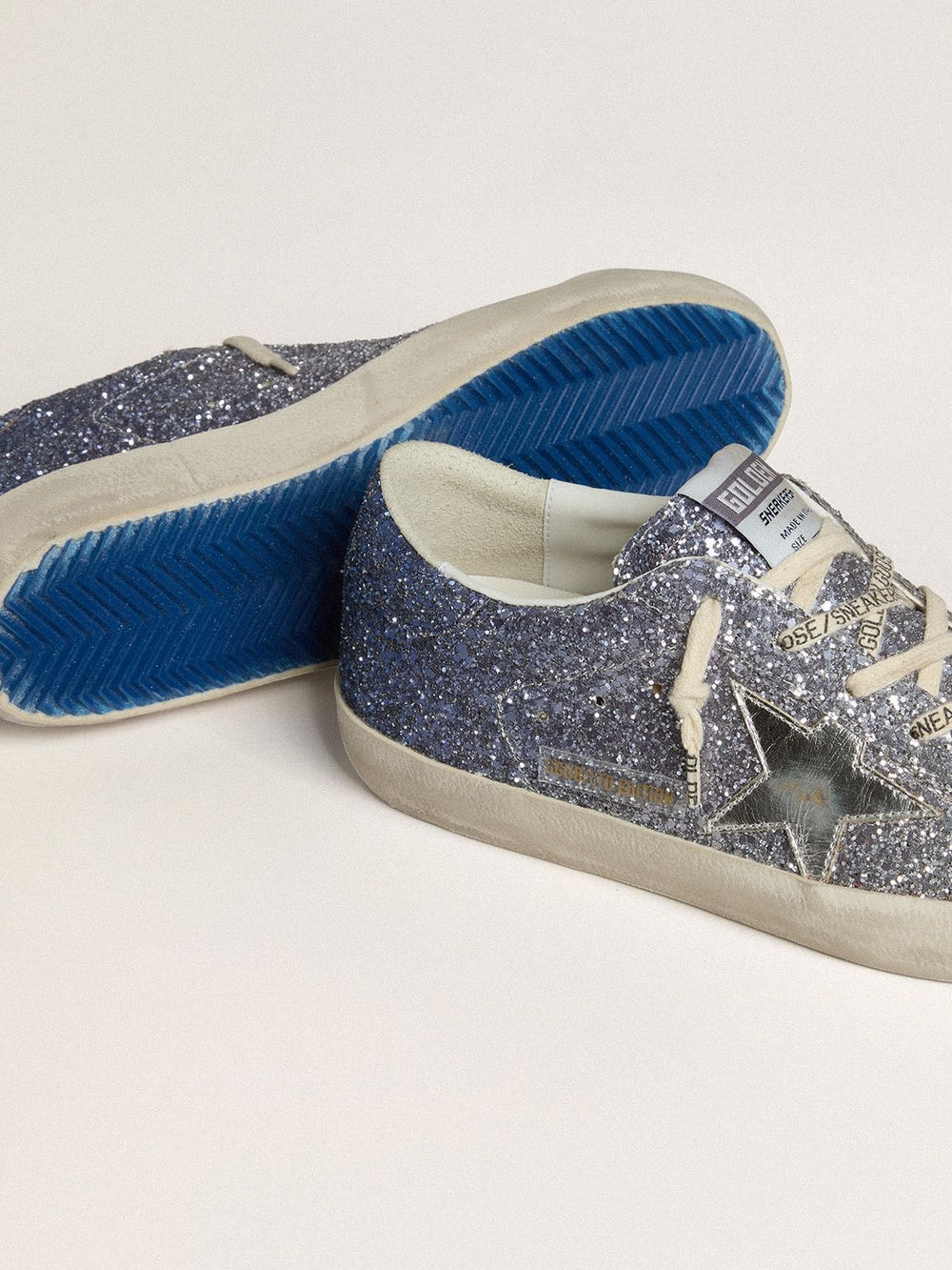 Golden Goose Super-Star LTD in multicolor glitter with silver metallic leather star