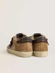 Golden Goose Women's Super-Star in beige and brown suede with brown glitter star