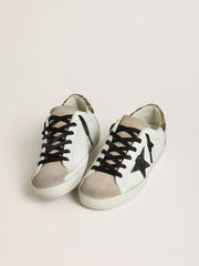 Golden Goose Women's Super-Star with black glitter star and leopard-print pony skin heel tab