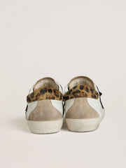 Golden Goose Women's Super-Star with black glitter star and leopard-print pony skin heel tab