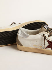 Golden Goose Super-Star with burgundy glitter star and silver heel tab