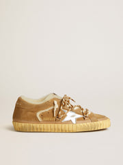 Golden Goose Super-Star in beige suede and shearling with metallic leather star