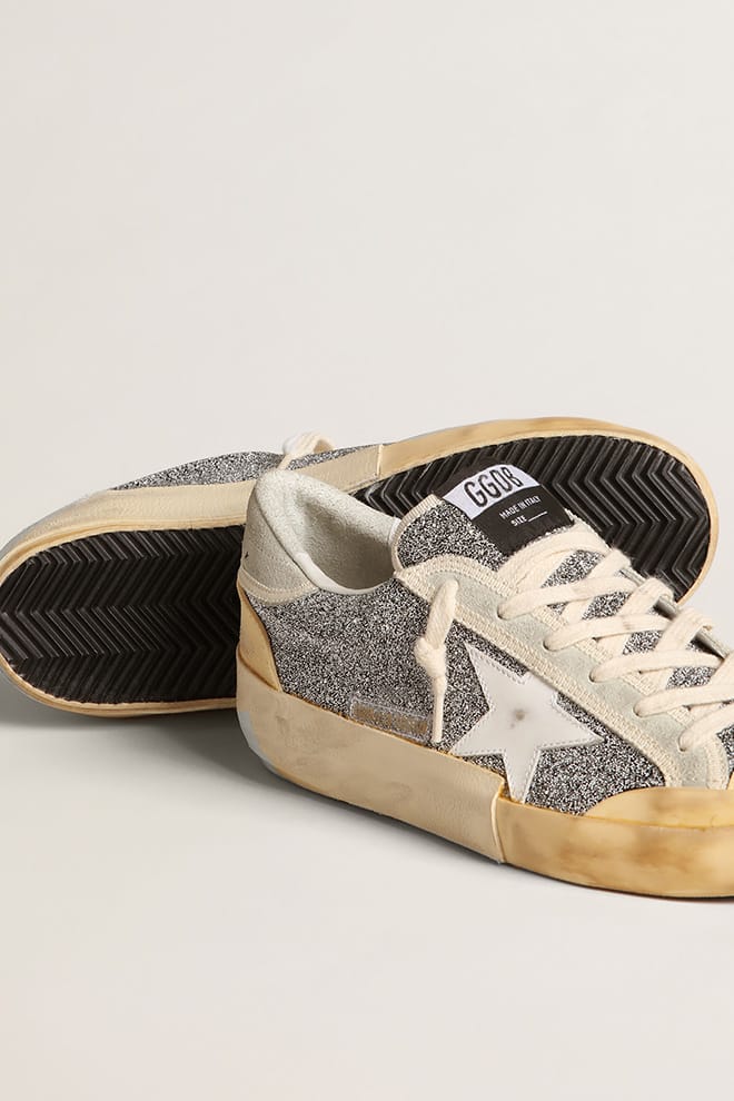 Golden Goose Women’s Super-Star LAB with white star and Swarovski glitter upper
