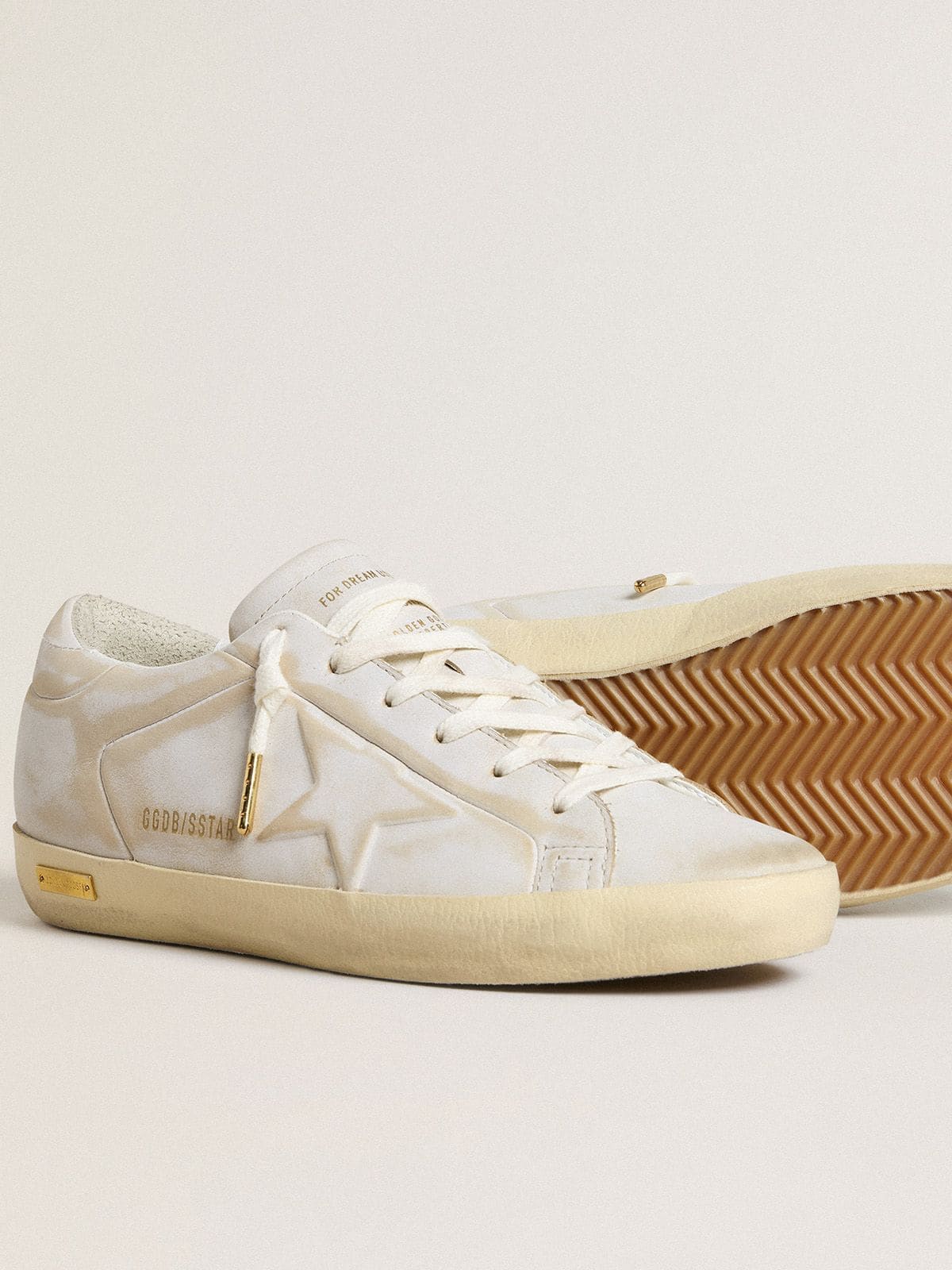 Golden Goose Women’s Super-Star with white leather star and heel tab with lived-in effect