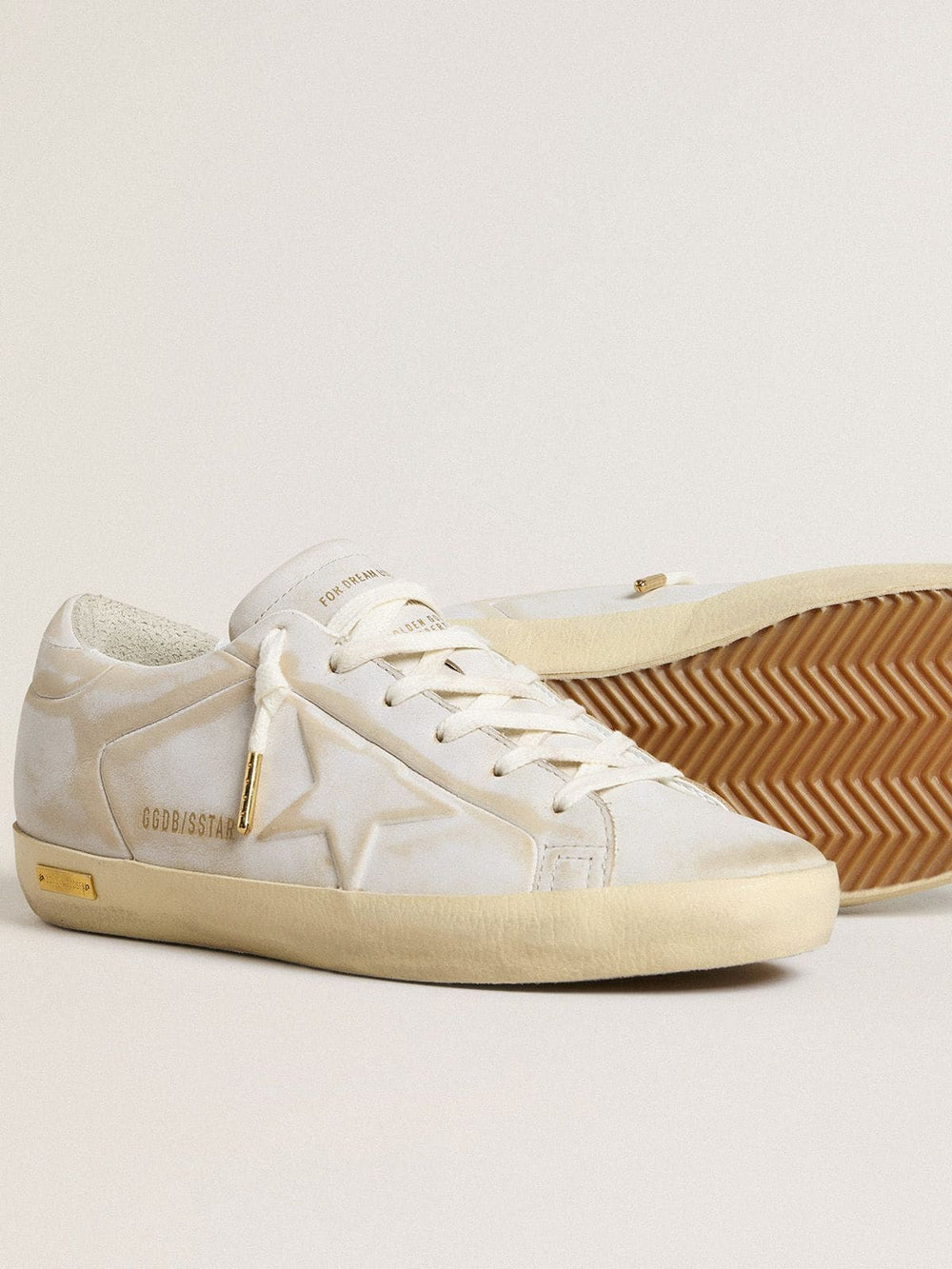 Golden Goose Women’s Super-Star with white leather star and heel tab with lived-in effect