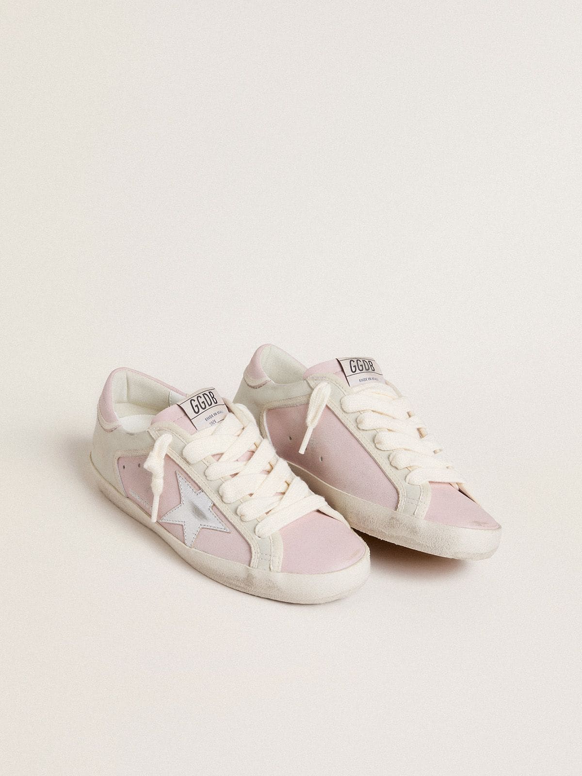 Golden Goose Super-Star LTD in pink leather with silver foiled leather star and pink leather heel tab