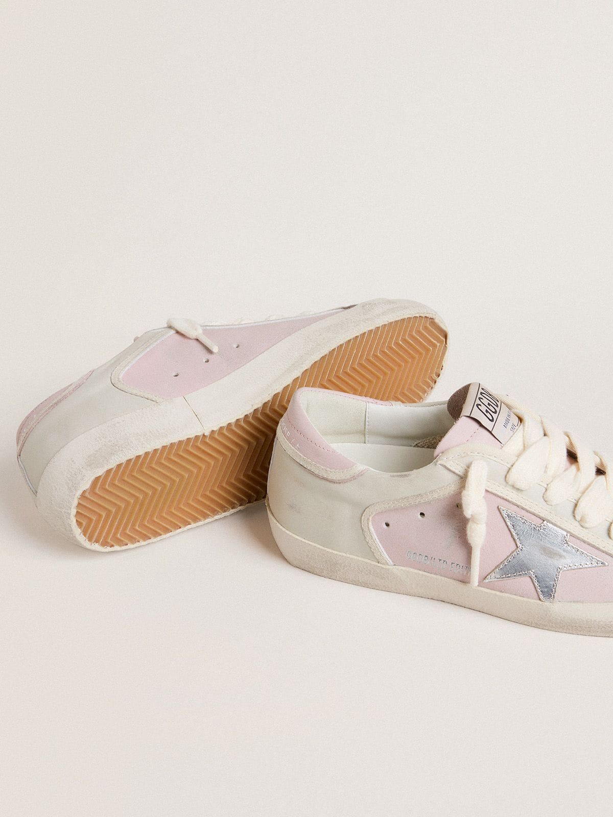Golden Goose Super-Star LTD in pink leather with silver foiled leather star and pink leather heel tab