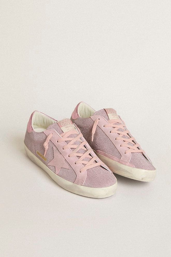 Golden Goose Super-Star LTD in glitter with suede star and leather heel tab