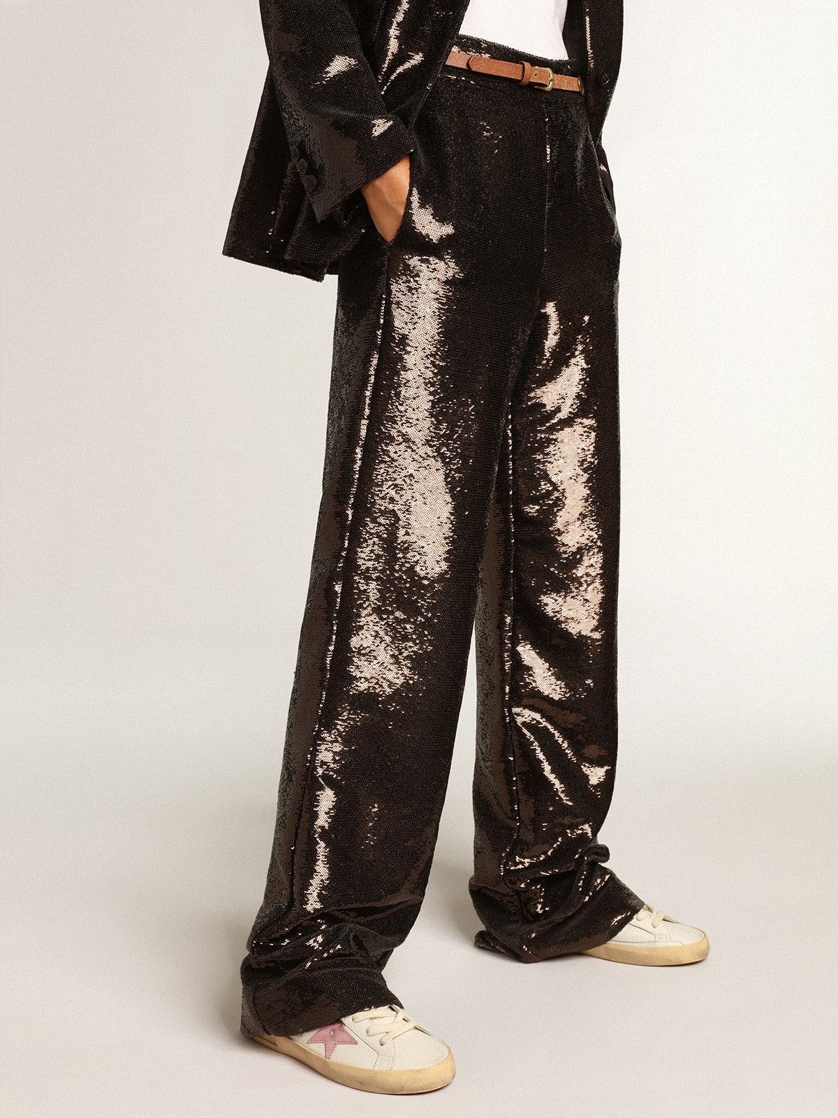 Golden Goose Women's Super-Star in white nappa with pink metallic leather star
