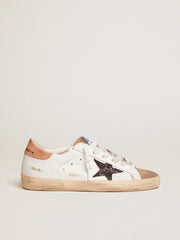 Golden Goose Women's Super-Star with black glitter star and pink heel tab