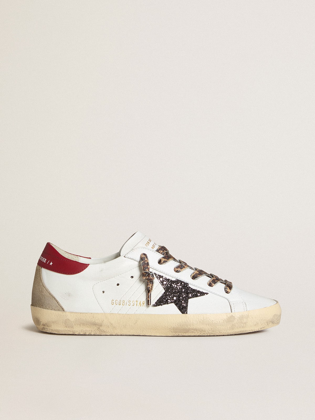 Golden Goose Women's Super-Star in nappa with glitter star and red nappa heel tab
