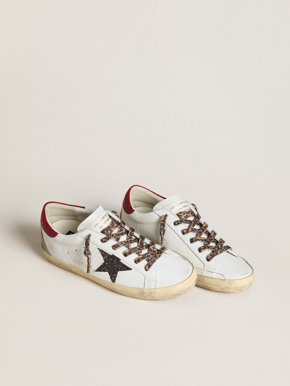 Golden Goose Women's Super-Star in nappa with glitter star and red nappa heel tab