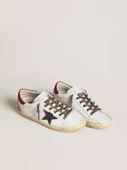 Golden Goose Women's Super-Star in nappa with glitter star and red nappa heel tab