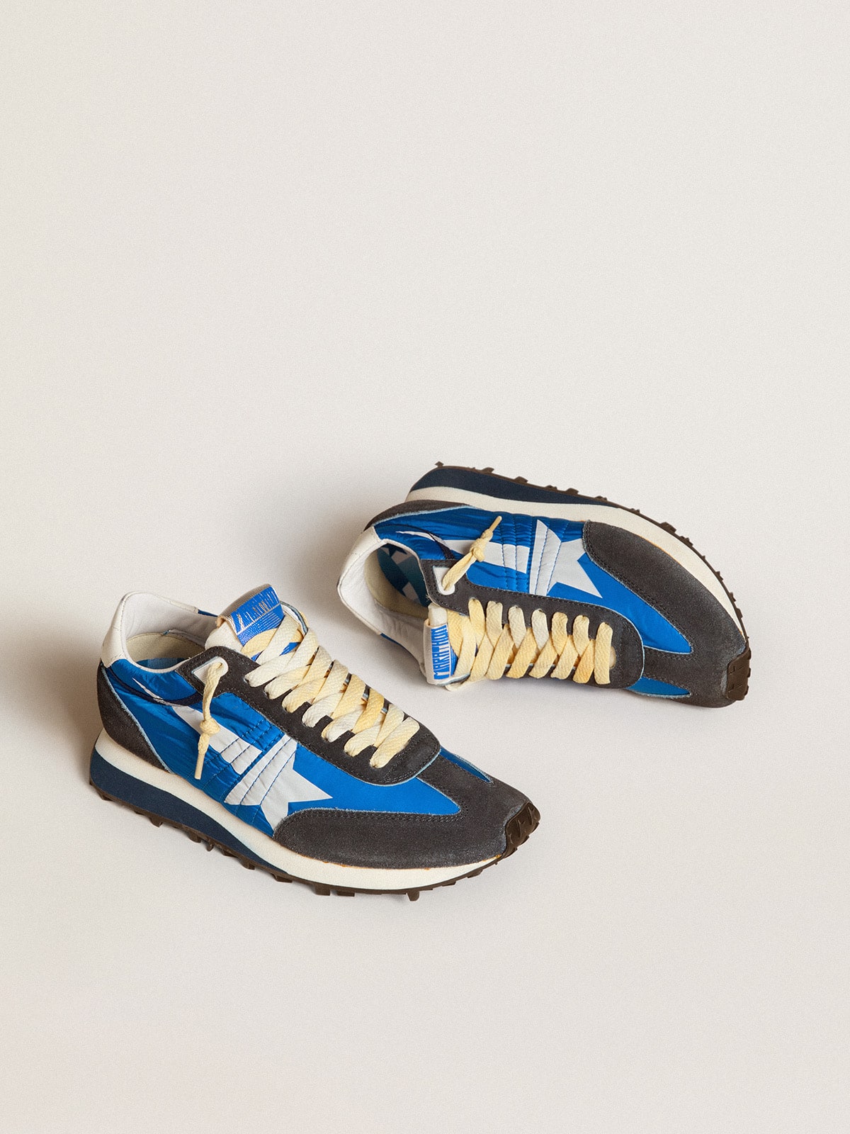 Golden Goose Women’s Marathon with blue nylon upper and white star