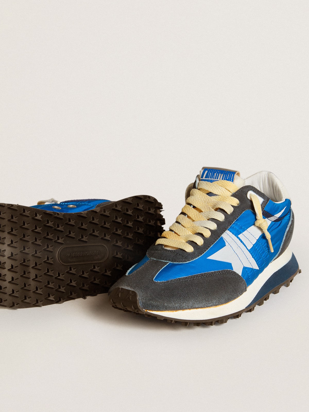Golden Goose Women’s Marathon with blue nylon upper and white star