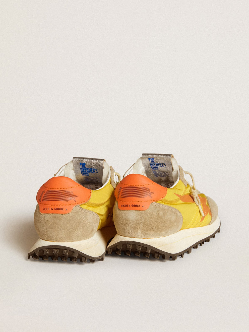 Golden Goose Women’s Marathon with yellow nylon upper and orange star