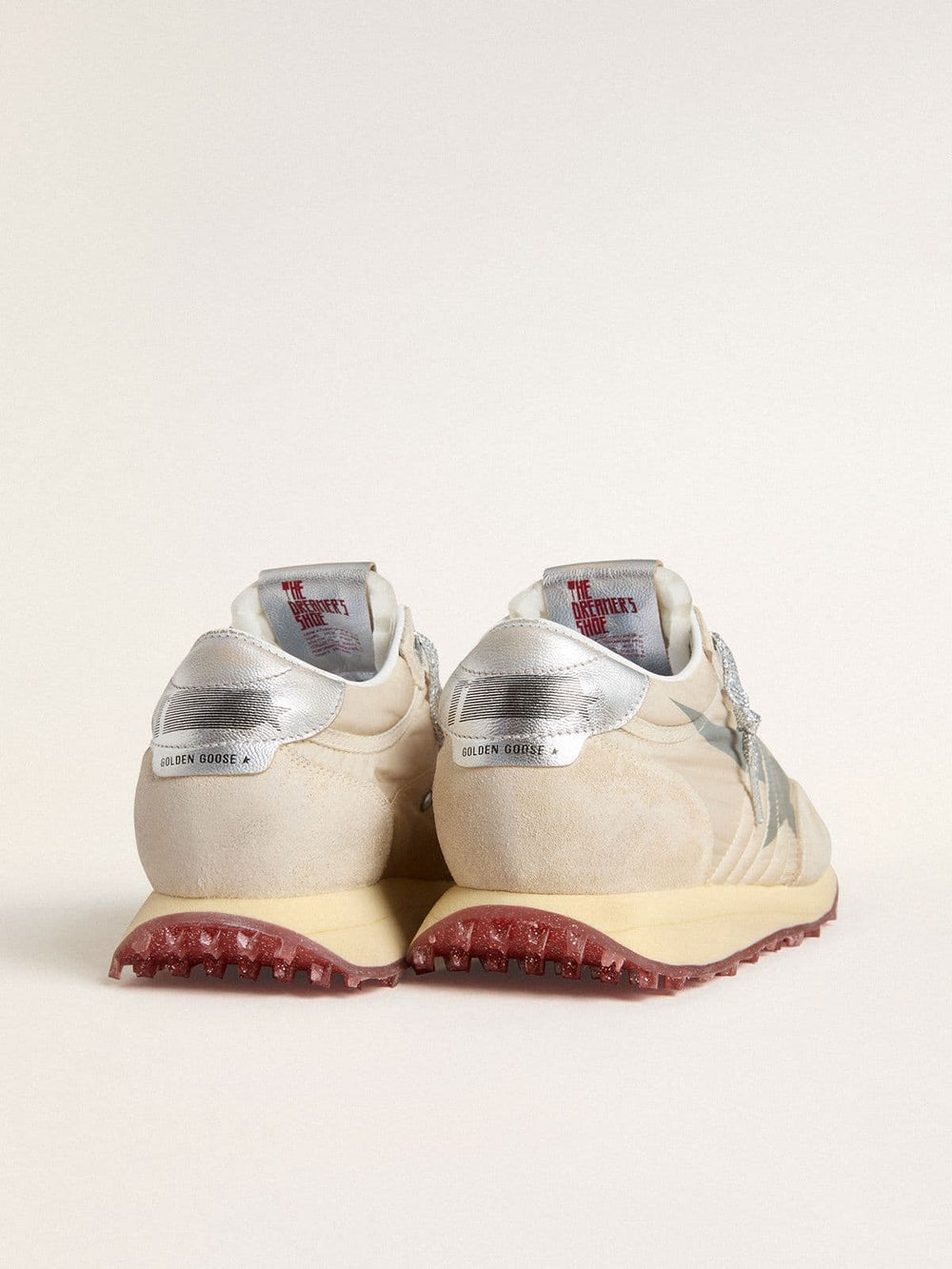 Golden Goose Women’s Marathon with beige nylon upper and gray star