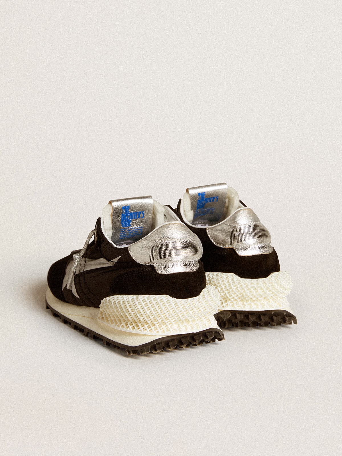 Golden Goose Women’s Marathon with black ripstop nylon upper and silver star