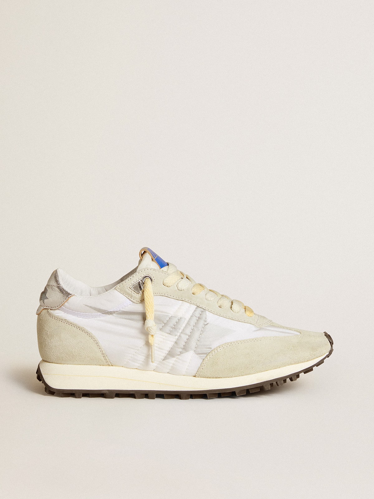 Golden Goose Women’s Marathon with white nylon upper and silver star