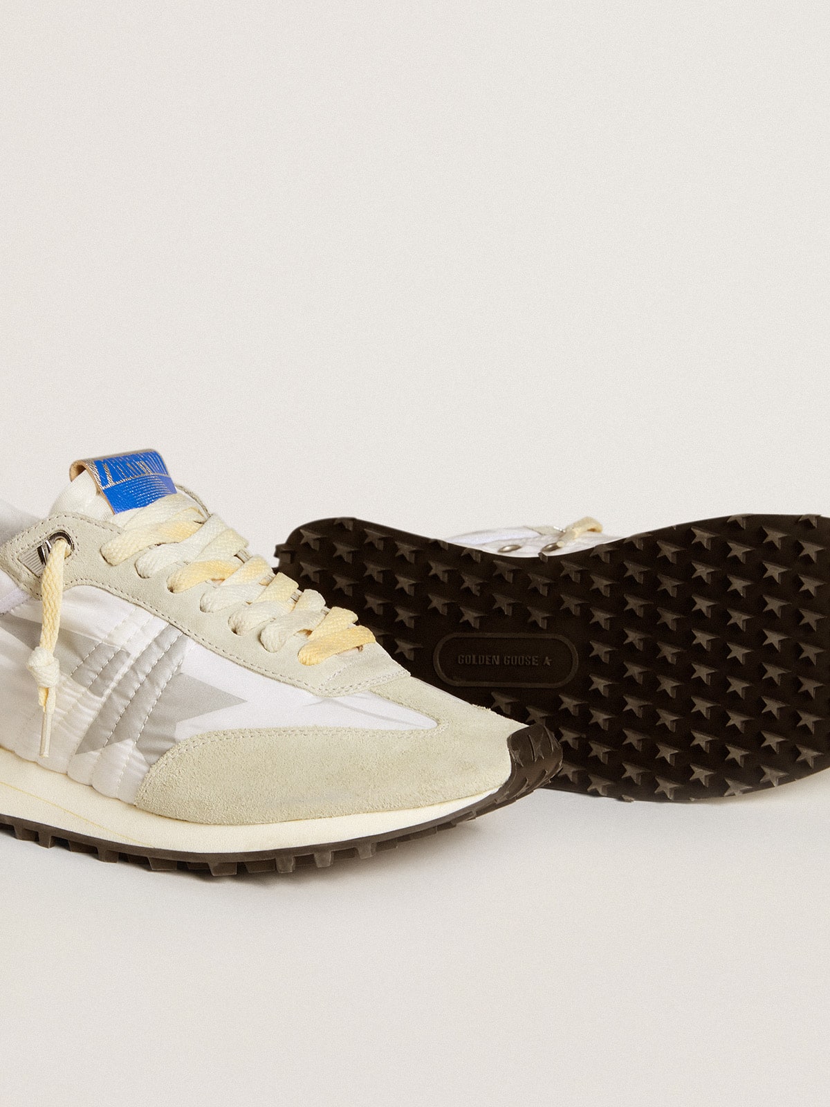 Golden Goose Women’s Marathon with white nylon upper and silver star